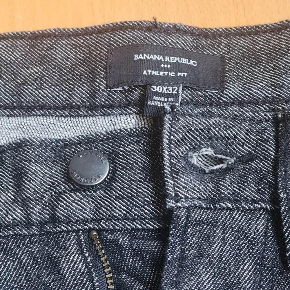 Banana Republic Athletic Fit Jeans Mens 30x32 Black Wash Stretch Slim Taper